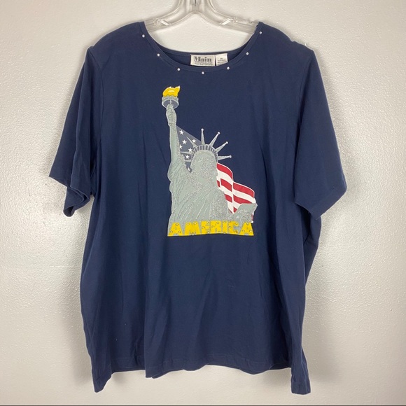Statue of Liberty Patriotic 4th July blue t-shirt - Picture 2 of 8